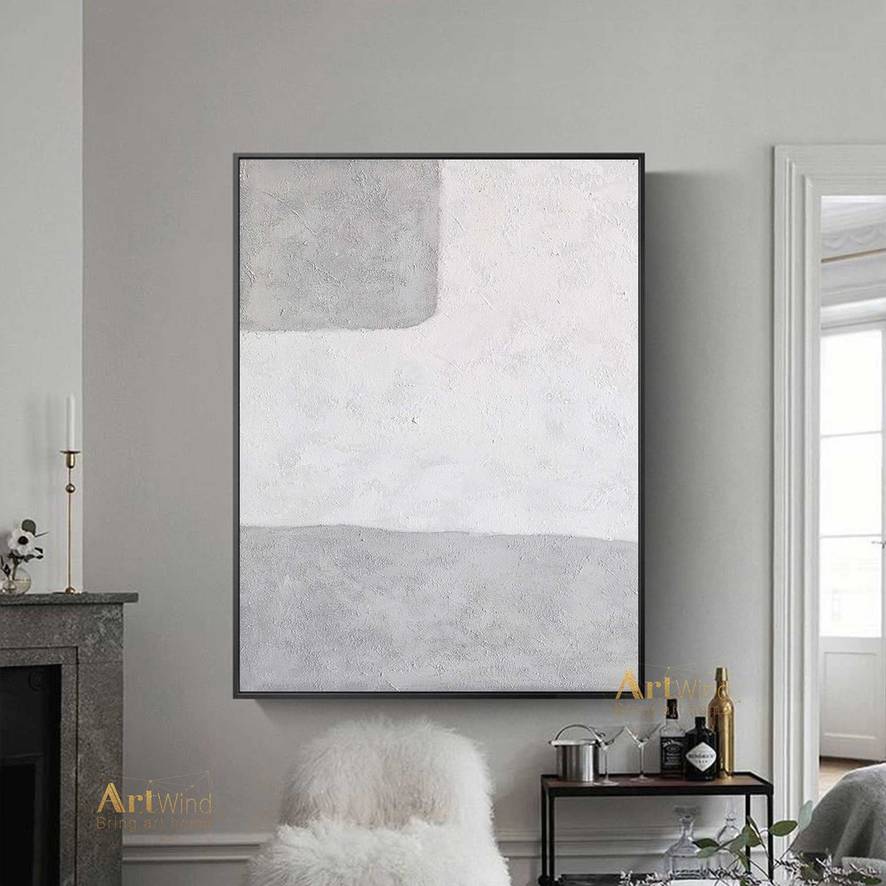 Grey Original Handmade Textured Abstract Canvas Artwork BDO30